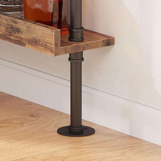 5-Tier Wall Mounted Wine Rack, Floating Bar Shelves, Liquor Bottle Shelf Display - Image 6