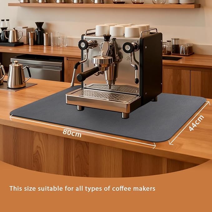 Coffee Mat 32x18 Inch, Dark Gray Coffee Maker Mat, Absorbent Hide Stain Rubber - Image 2