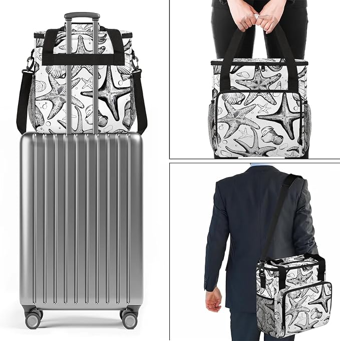 Nautical Starfish Coffee Maker Carring Bag, Large Insulated Storage Organizer - Image 7