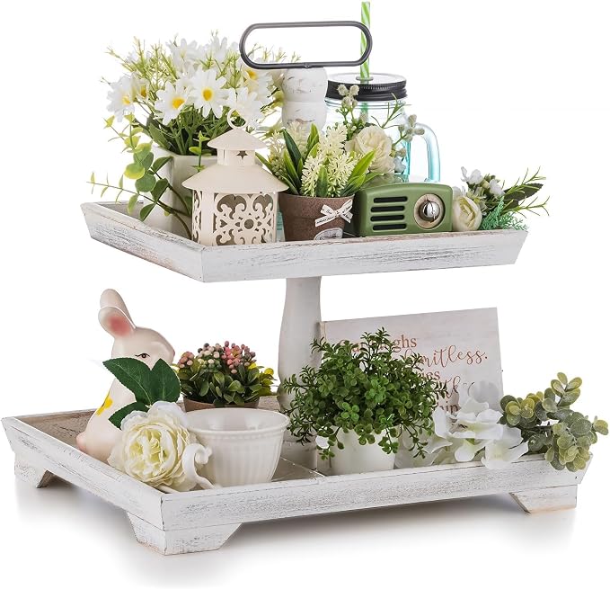 Hanobe 2 Tiered Decorative Tray Stand by Hanobe