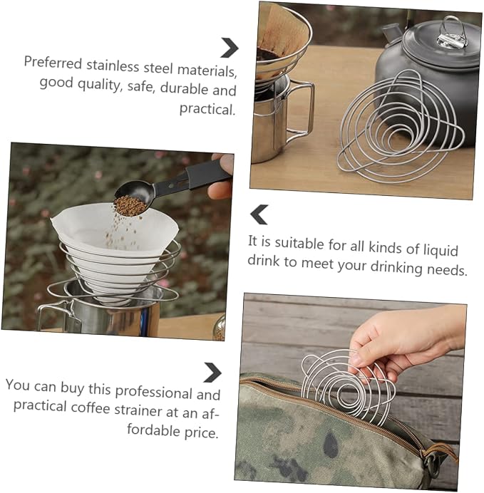 TEHAUX Foldable Stainless Steel Coffee Drip Filter Funnel Reusable Hand Brewing - Image 7
