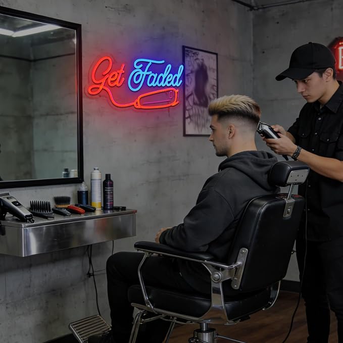 Get Faded Neon Sign for Wall Decor Dimmable Barber Shop Led Sign for Hair Salon - Image 4