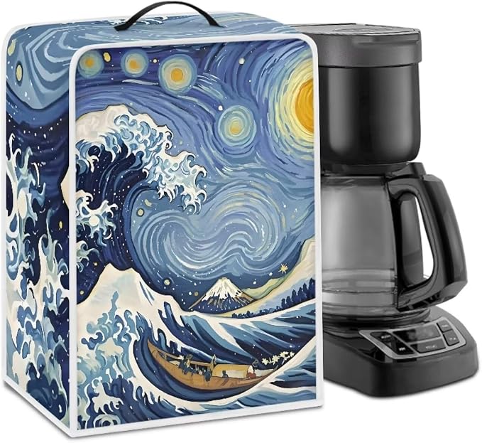 Starry Night Great Wave Print Coffee Maker Covers by PJHEQOXE