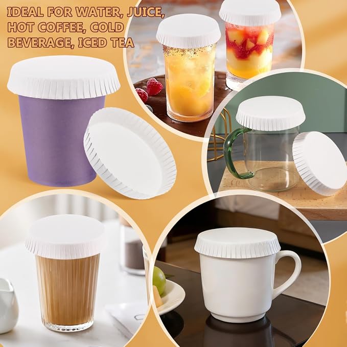 DOITOOL Disposable Cup Lids 100Pcs Paper Covers - Image 2