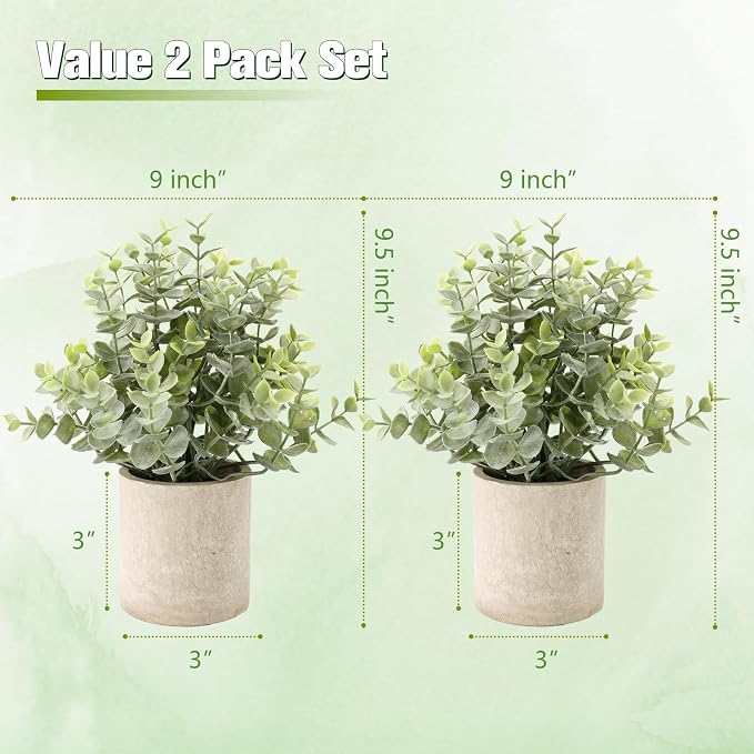 ALAGIRLS 2 Pack Small Fake Plants, Small Faux Plants in Pulp Pot - Image 3
