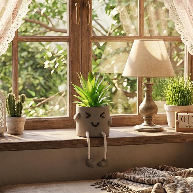 Cute Artificial Succulent Plant in Cement Pot - Image 4