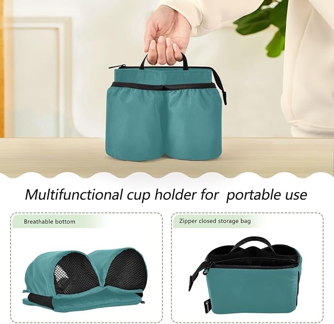 DOMIKING Dark Teal Travel Luggage Cup Holder - Image 3