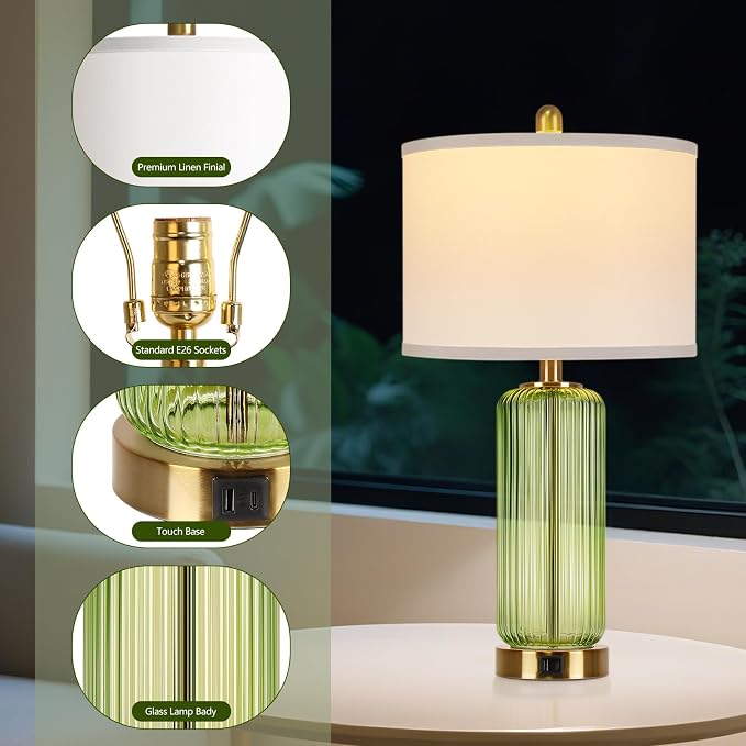 Table Lamps Set of 2 with Touch Control, 3-Way Dimmable Nightstand Lamp with - Image 5
