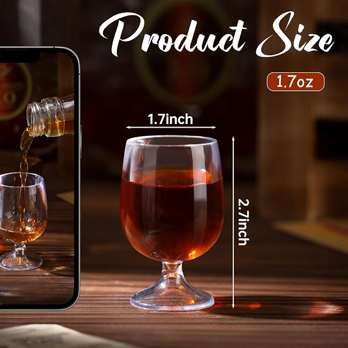 Roshtia 12 Pcs Mini Shot Glasses 1.75 oz Small Brandy Snifters Clear Reusable - Image 2