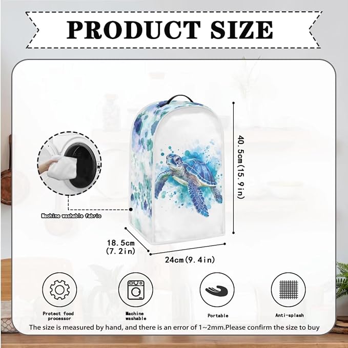 doginthehole Small Appliance Cover Dust Cover Set of 2 Aqua Watercolor Sea - Image 4