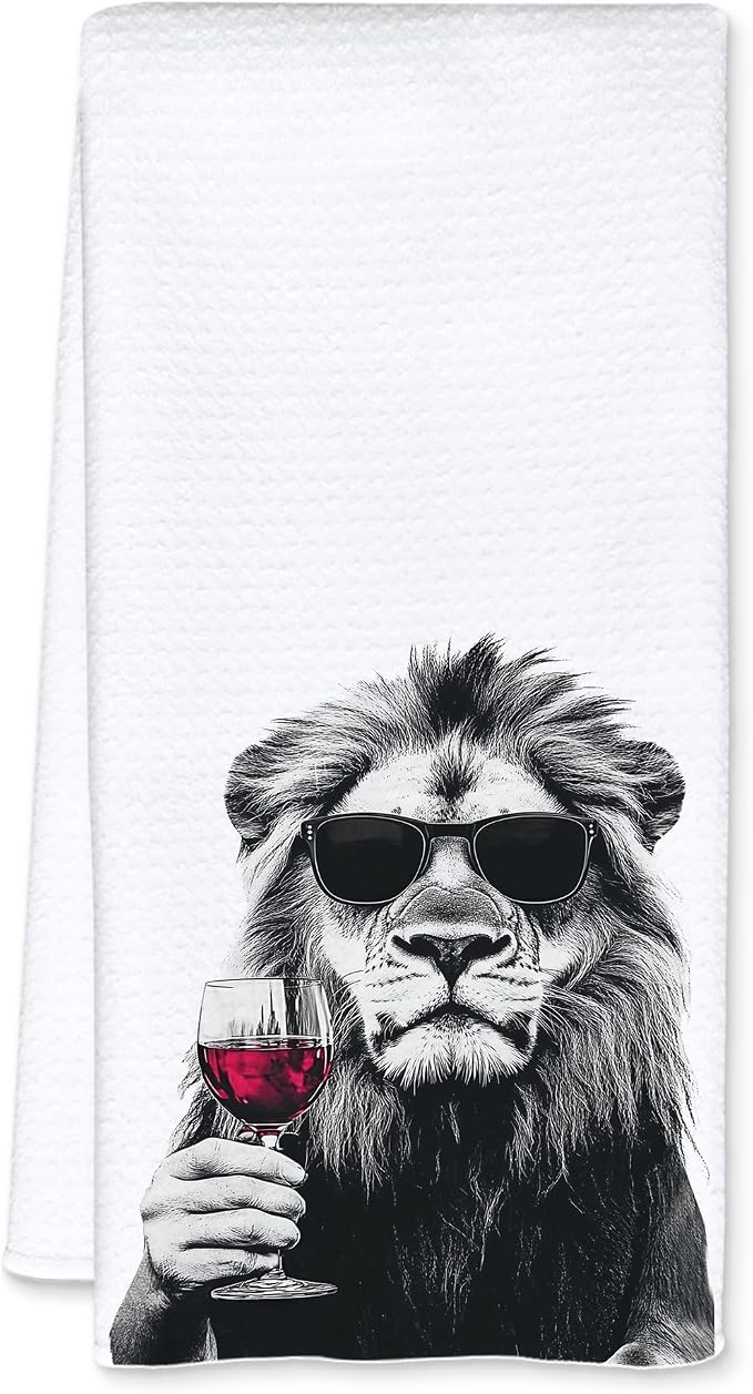 Funny Lion Kitchen Towels, Lion Lover Gifts Dish Tea Towels by Unknown