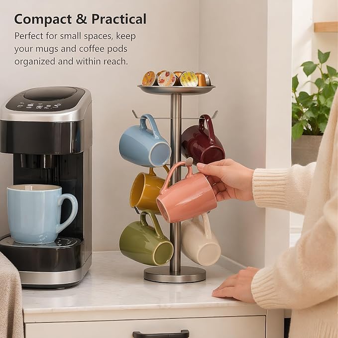 Coffee Mug Tree, Cup Holder for 6 Cups, - Image 2