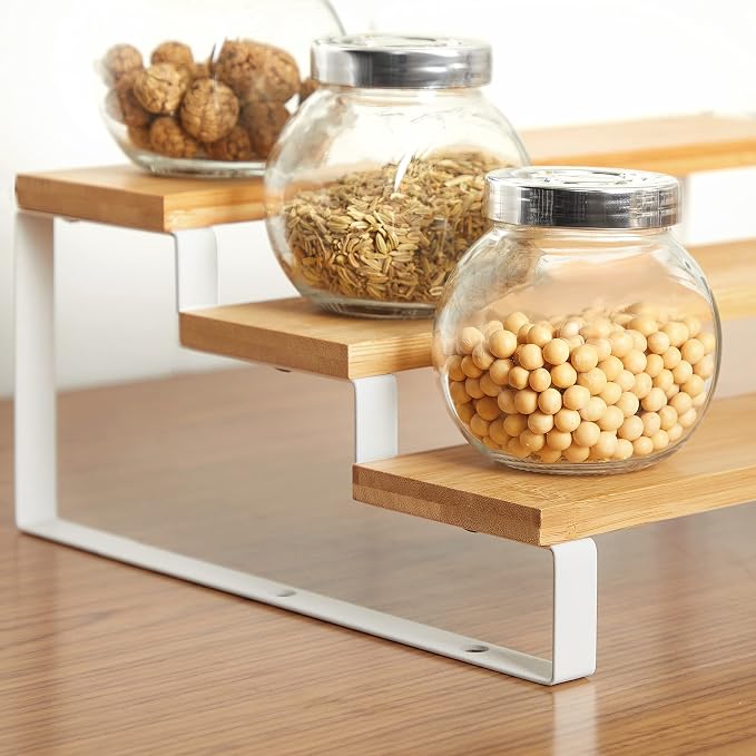 SONGMICS Display Risers, 3-Tier Cupcake Stand Holder, Spice Rack, Shelf Risers - Image 5