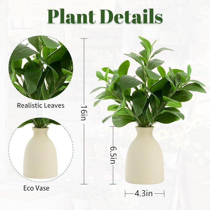 16" Artificial Eucalyptus Stems Potted Plant Indoor Fake Plants - Image 3
