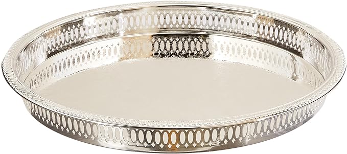 Elegance Silver Round Silver Plated Gallery Tray by Elegance