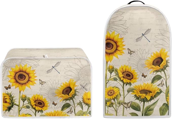 doginthehole Blender Cover Toaster Cover 4 Slice Vintage Sunflowers Dragonfly - Image 5