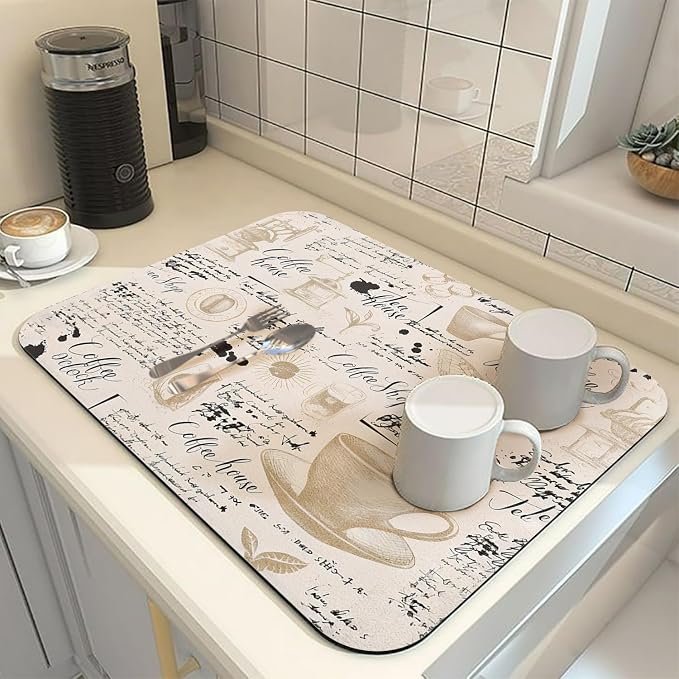 Coffee Bar Mat Rubber Dish Drying Mat - Image 2