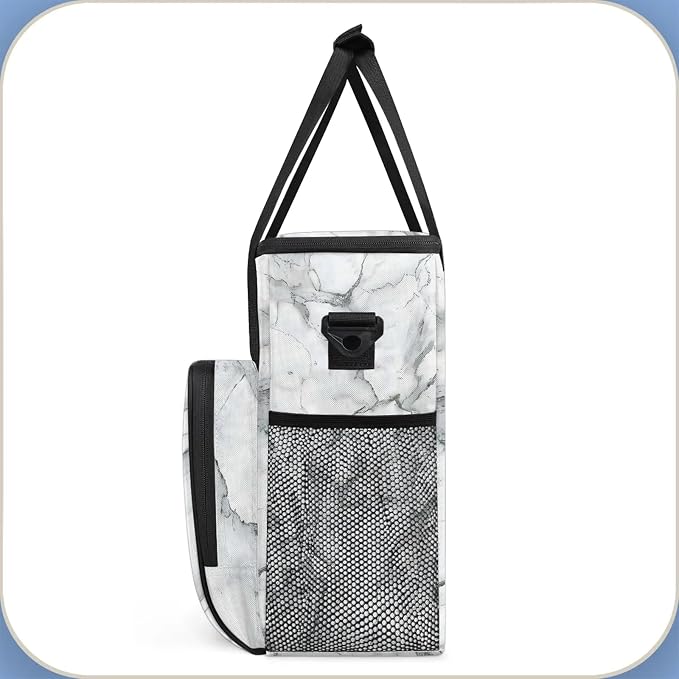 Marble Grey White Coffee Maker Carring Bag, Large Insulated Storage Organizer - Image 4