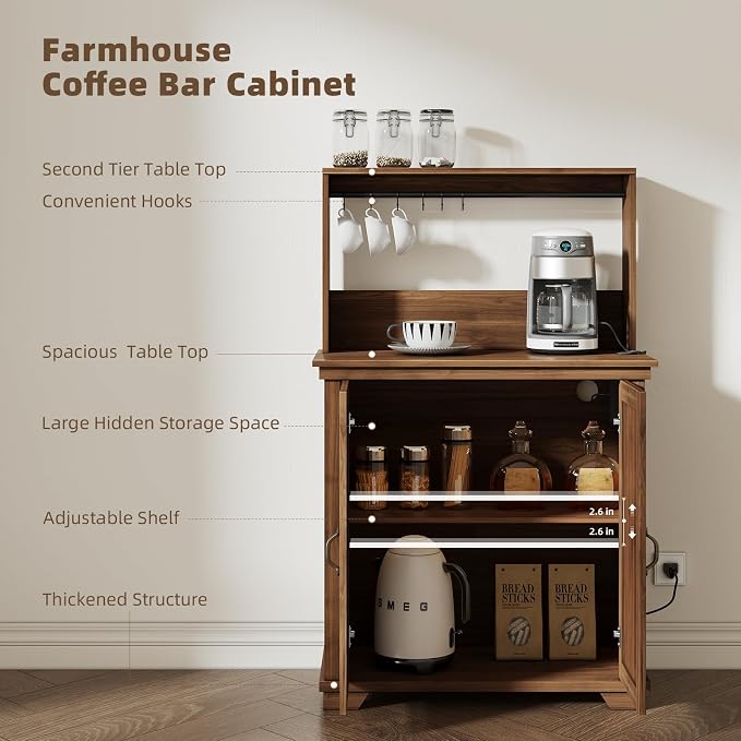 JOINICE Farmhouse Coffee Bar Cabinet - Image 5