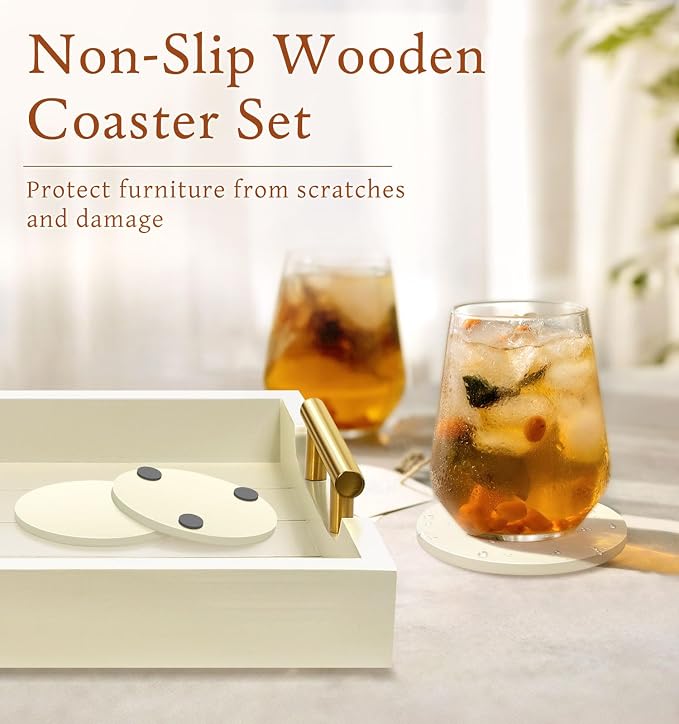 SXNOWS Ottoman Tray for Coffee Table & Couch, Large Wooden Serving Tray - Image 5