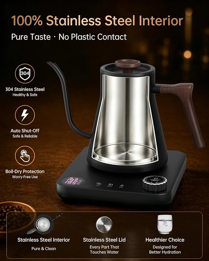 Gooseneck Electric Kettle for Pour Over Coffee, ±1°F Precision Control - Image 5