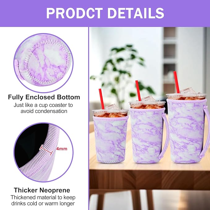 3 Pack Iced Coffee Sleeve with Handle Insulator Sleeves - Image 6