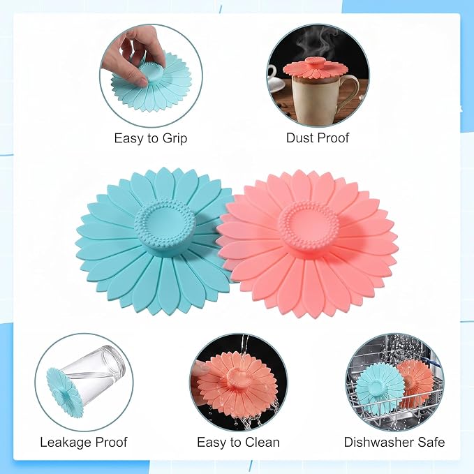 3PCS Cup Covers, Silicone Mug Lid, Coffee Cup Cover - Image 2
