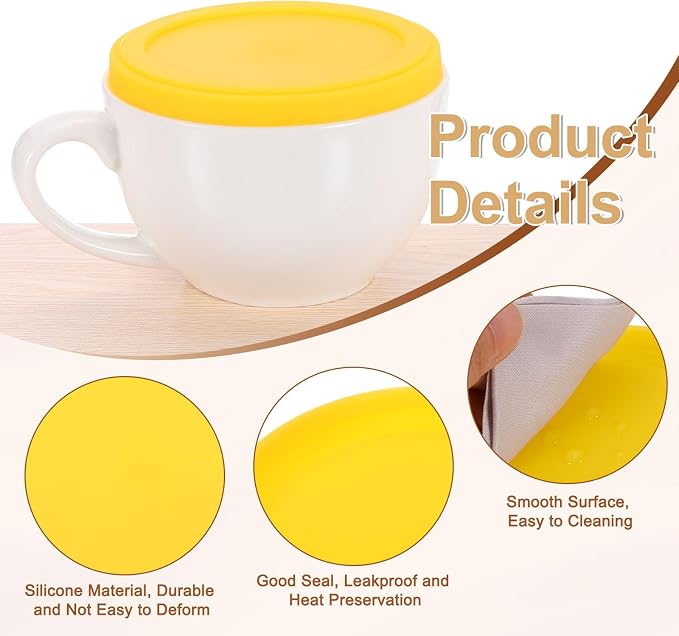 uxcell 2Pcs Silicone Cup Lids, 3.9 Inch Mug Cover Reusable Silicone Cup Covers - Image 3