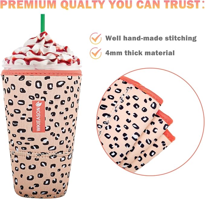 Wk ieason Iced Coffee Cup Sleeves Reusable Neoprene Iced Coffee Sleeve - Image 4