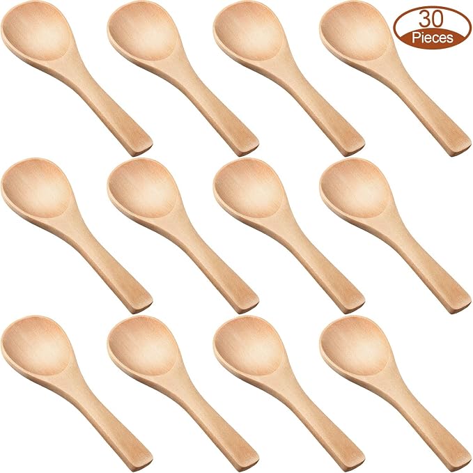 30 Pcs Small Wooden Spoons, 3. 5 Inch Mini Wood Natural Spoons by Boao