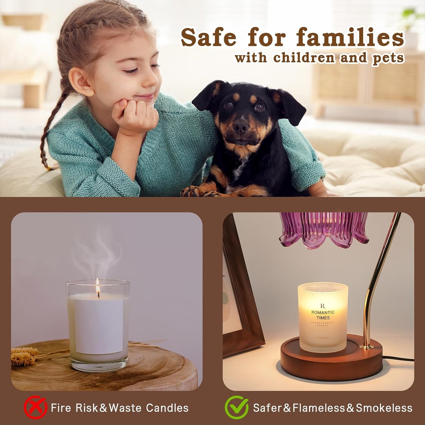 Purple Candle Warmer Lamp with Timer, Electric Candle Warmer, Women Birthday Christmas Gift, Flower Wax Warmer for Yankee Candle Lovers, Vintage Melt Lamp for House Warming Gifts for Mom, Friend