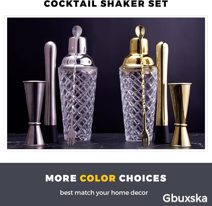 Gold 14.2oz Glass Cocktail Shaker Set - Image 6