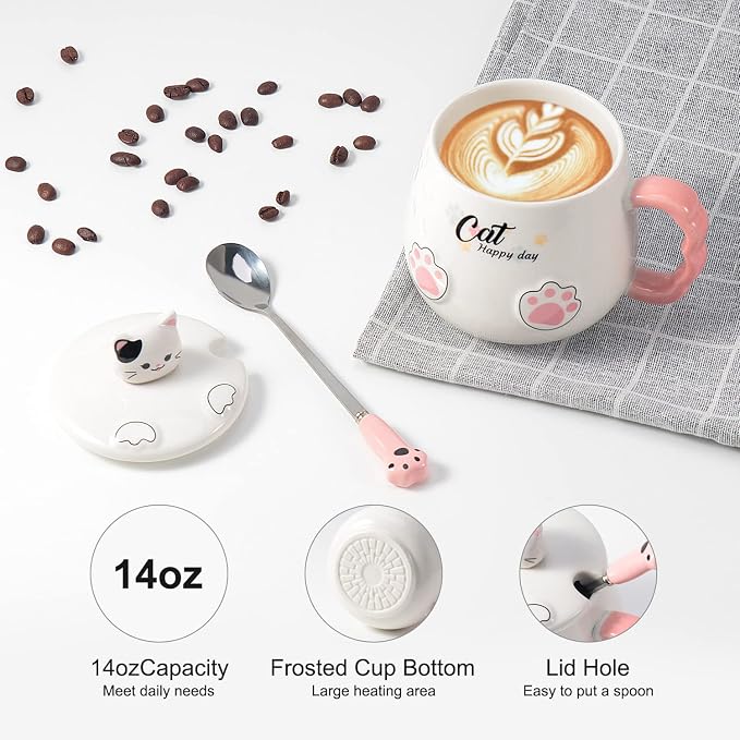 Bgbg Coffee Mug Warmer & Cute Cat Mug Set, Beverage Cup Warmer - Image 4