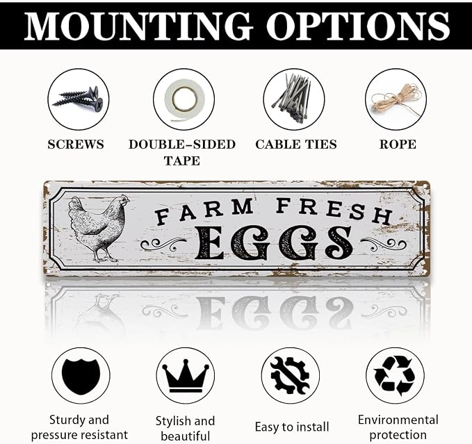 Rustic Farmhouse Style Chicken Coop Sign, Metal Outdoor Chicken House Signs - Image 3