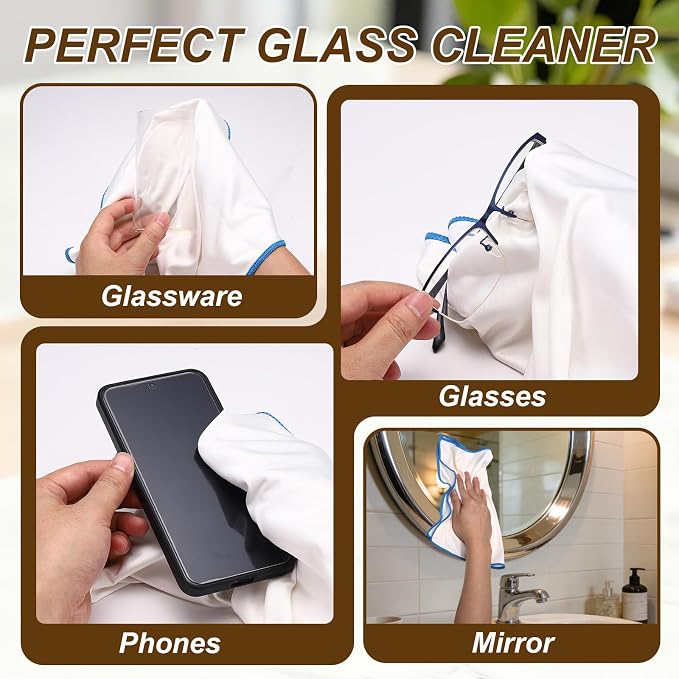 uxcell 2Pcs Glass Polishing Cloth, 15.7x11.8 Microfiber Cleaning Cloths Lint & - Image 6