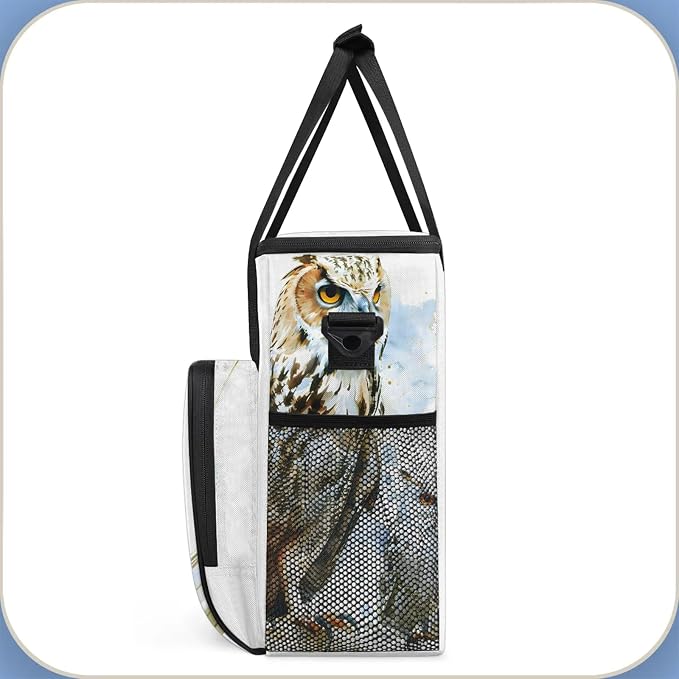 Cool Bird Owl Coffee Maker Carring Bag, Large Insulated Storage Organizer Case - Image 4