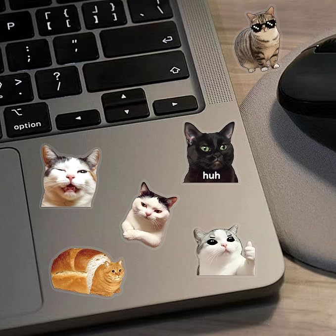 50 PCS Cat Meme Stickers, Transparent PET Waterproof Cute Decals - Image 5