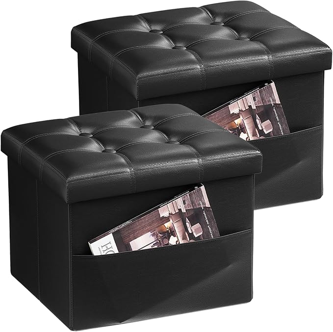 Bsketa Storage Ottoman Foot Rest Stool, Small Leather Storage Ottomans Bench by Bsketa