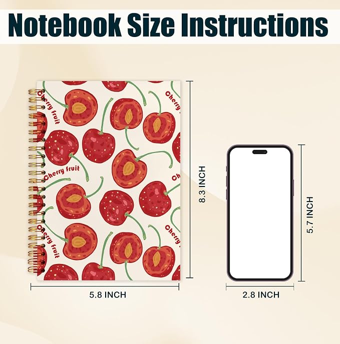 kunlisa Red Cherry Spiral Notebook Journal 5.5x8.3, Cherry Gifts - Image 7