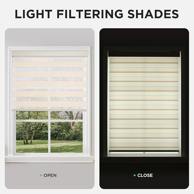 Joydeco Cordless Zebra Blinds for Windows, Dual Layer Light Control Window - Image 6