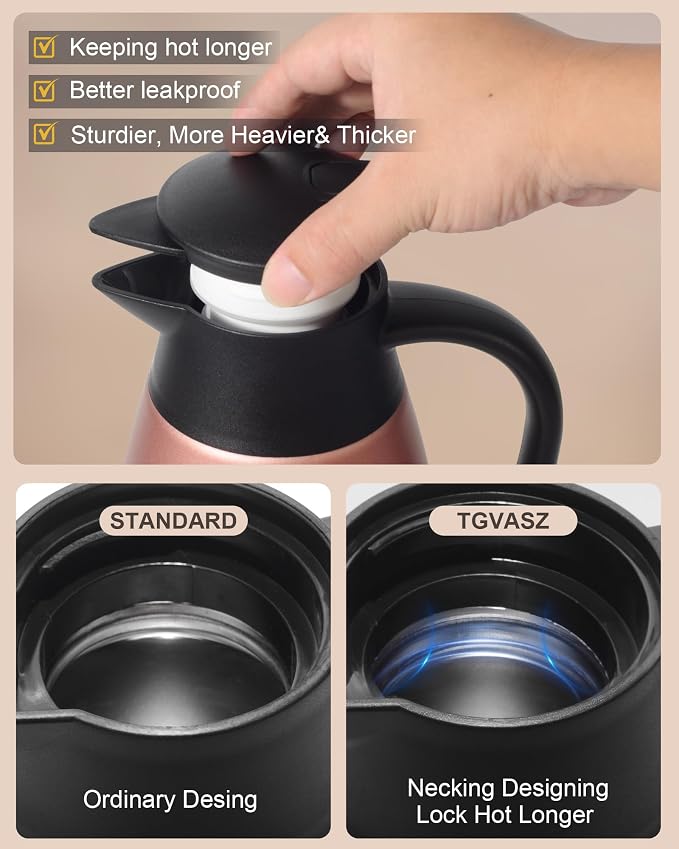 70 oz Thermal Coffee Carafe for keeping hot, Updated Carafe for hot liquid - Image 2