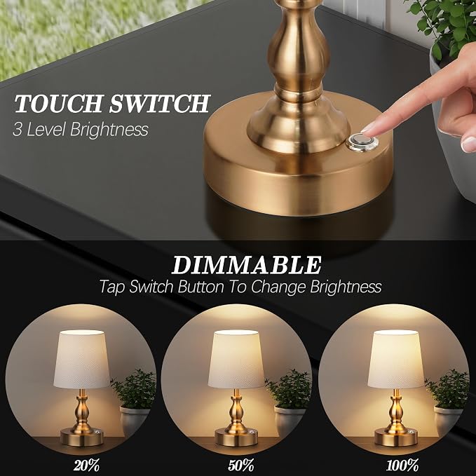PARTPHONER Mini Cordless LED Table Lamp, 5200mAh Rechargeable Battery Operated - Image 2