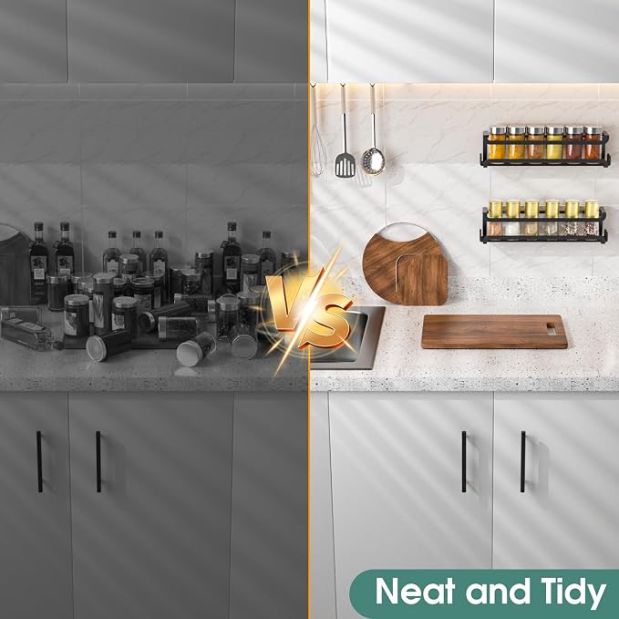 LUCYCAZ 4 Pack Wall Mounted Spice Rack - Image 8