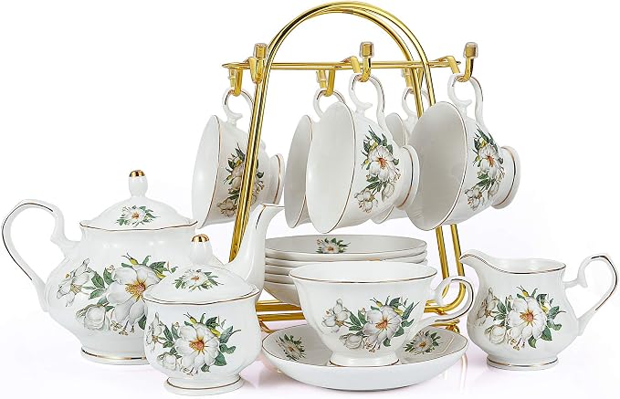 CHENP.HMC Porcelain Tea Set Tea Cup Set 22-Piece Porcelain Ceramic Coffee Tea by CHENPH