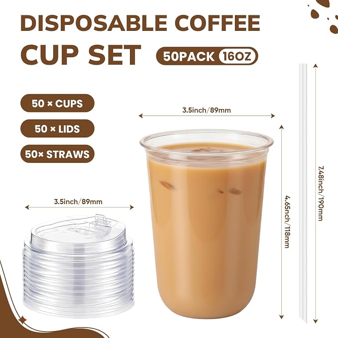 Ziliny 50 Pcs 16oz Clear Plastic Cups - Image 3