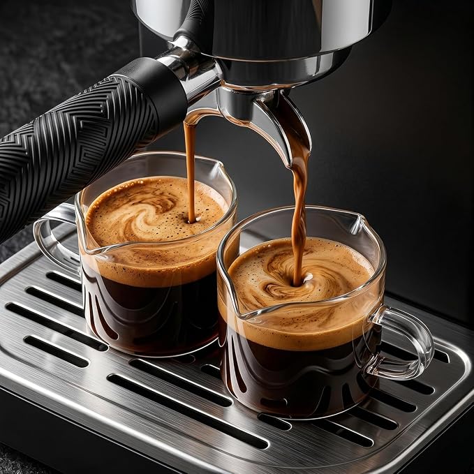 5 OZ Espresso Cups Set of 2, Double Spouts Cups, Shot Glasses, Milk Cup by Farielyn-X