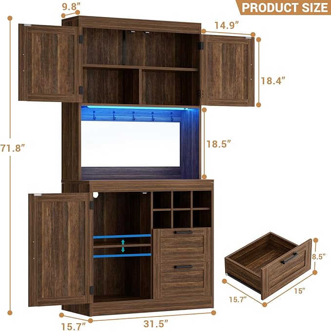 Unikito 72" Tall Kitchen Pantry Cabinet - Image 2