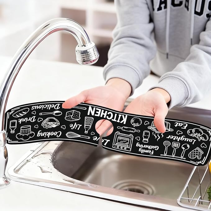 2 Pcs Kitchen Sink Splash Guard Faucet Mat Graffiti Pattern Faucet Mat - Image 6