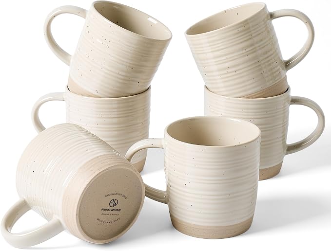 famiware Coffee Mugs Set of 6, 13 oz Mug Set, Ceramic Cup Set by Famiware