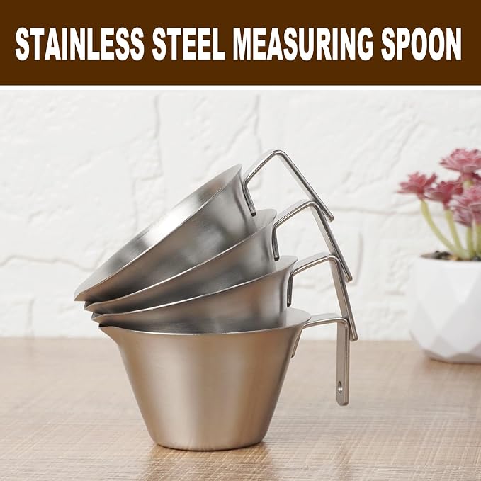 RETON 4 Pcs Espresso Measuring Cup, 3.4OZ Stainless Steel Espresso Cups - Image 6